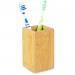 Boutique en ligne Gobelet de salle de bain, carré, design naturel, brosse à dents, revêtement PU & bambou, 11x6,5x6,5 cm, nature