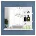 Ventes Miroir de salle de bain avec étagères - 2 étagères latérales + grande étagère inférieure - kit installation fourni - MDF blanc - 1