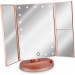 Ventes LITZEE Miroir cosmétique LED Miroir sur pied pliable - miroir de maquillage éclairé Miroir de maquillage 2 fois 3 fois miroir grossissant - en or rose