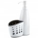 Boutique en ligne Bouteille de distribution de savon liquide de rangement pour cuisine et salle de bain deux en un 400 ml blanc gris