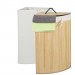 Pas cher Panier lessive en angle, bambou, corbeille pliable avec couvercle, 60 l, 2 sacs de lessive, 66x49,5x37cm,natur