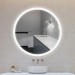 Ventes Miroir de salle de bain rond, Ceinture givrée, blanc froid, anti-buée 60*60*4.5cm 35mm