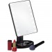 Ventes Miroir de maquillage avec LED, avec pied, réglable, miroir cosmétique à éclairage, 28,5x17x12 cm, noir