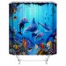 Ventes Costume de salle de bain sous-marin monde océan style couverture de toilette imperméable tapis de tapis ensemble de rideau de douche de salle de bain en flanelle (ensemble complet (4 pièces))